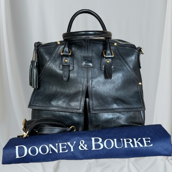 Dooney & Bourke Black Satchel with Gold Accents